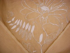 13-3/8Y Mulberry FD553 Hutton Linen Gold Embroidered Floral Upholstery Fabric