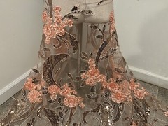 Peach Embroidery Sequins Lace Fabric 50” Width Sold By The Yard