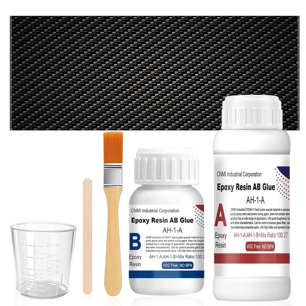 Carbon Fiber Repair Kit, Carbon Fiber Kit, 8″ Twill Carbon Fiber Cloth, 100G Epo
