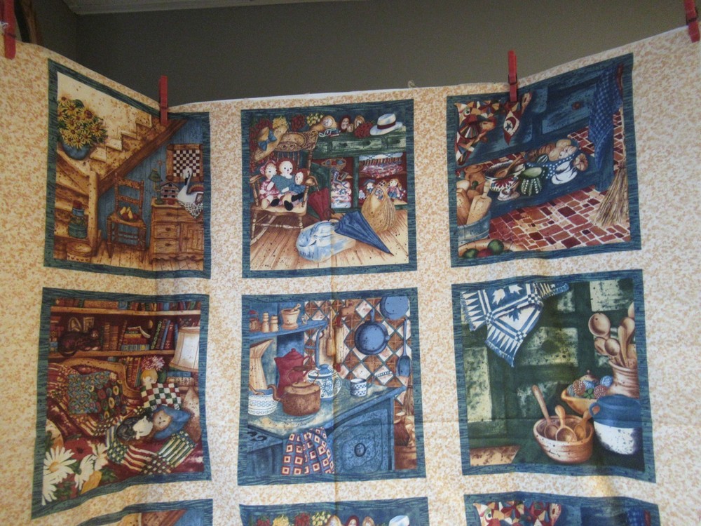 “MEMORIES OF HOME” Anna Krajewski for SSI Cotton (6) Blocks Panel 23″ x 44″