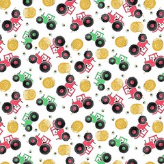Nursery Baby Fabric | Hay Day Farm Tractor Bale Toss White | Henry Glass YARD