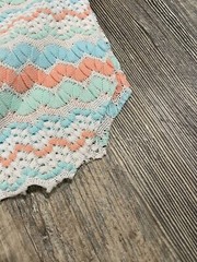 Vintage Pastel Mint Peach Blue Wavy Stripes Knit Fabric 96″ x 60″