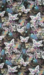 Butterflies Filigree Flutter Purple Swirls Flowers MM Fabric By the FQ – 1/4 YD