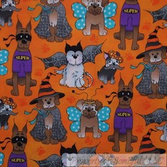BonEful Fabric FQ Cotton Quilt Black Orange Pumpkin Glitter Polka Dot Stripe Boy