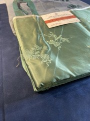 Vtg 1950s Harilela Hong Kong Silk Blend Brocade Fabric Silvery Green 5 Yards