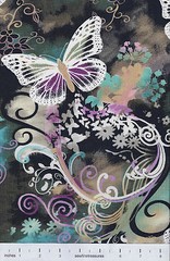 Butterflies Filigree Flutter Purple Swirls Flowers MM Fabric By the FQ – 1/4 YD