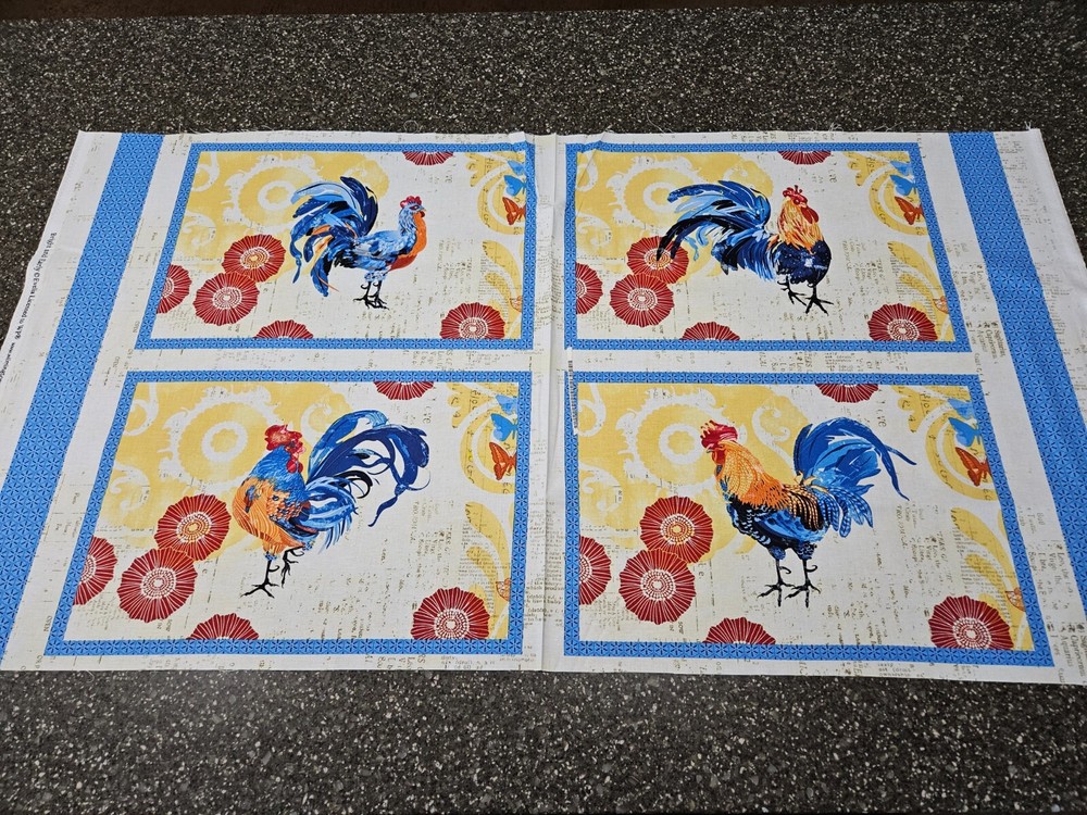 Bright & Early 4 Placemat Panel 23×44 Evelia for Wilmington Floral Rooster
