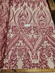 Pink “Hourglass Design” Stretch Nylon Spandex Mesh Sequin Fabric DIY Dress BTY
