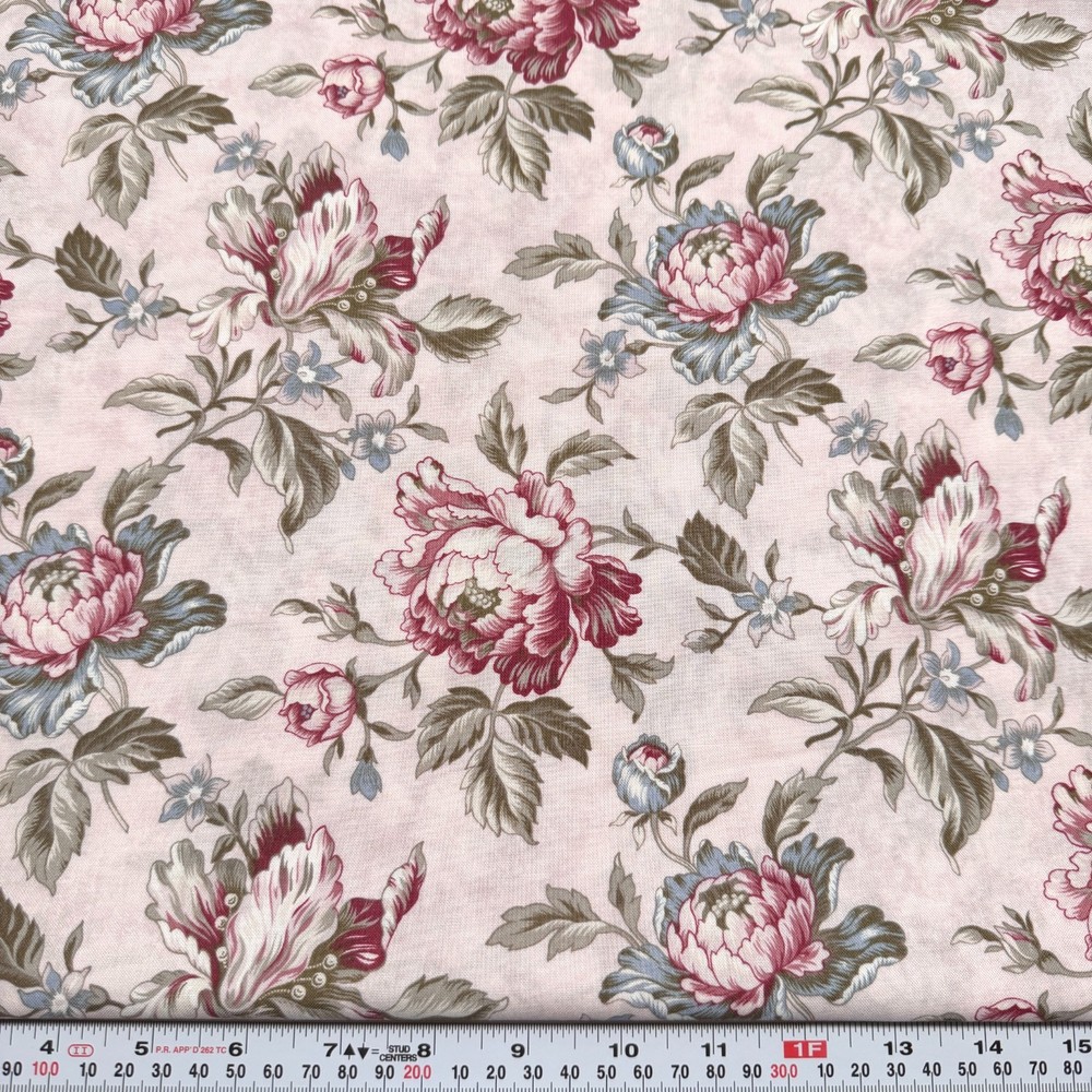 A Touch of Elegance for RJR Fabrics Florals Pink Cotton Fabric HALF YARD Remnant