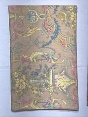 Beige / Light Brown Floral Printed Linen Fabric (36x 56 In) Sold By The Yard