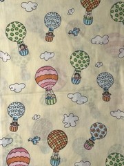 Vintage Baby/Kids Hot Air Balloon Pastel Print Cotton Fabric 42”W x 1YD + 23”