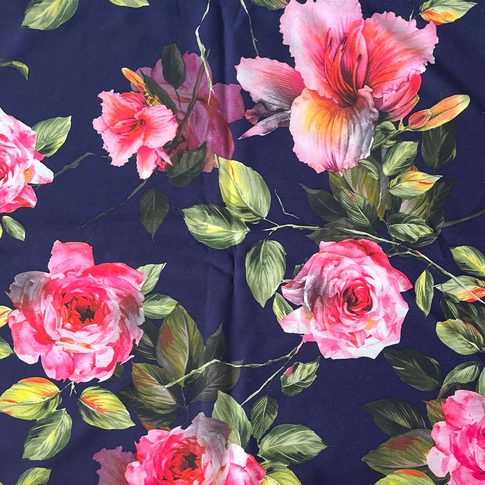 Big Flowers Pink ROSES Floral Print 1 yd Soft Fabric Textile for Sewing 36×60 in
