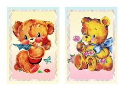 Vintage Teddy Bears A Designer MULTI-SIZE SET Cotton Fabric Quilt Blocks