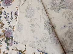 Fabric Taupe Multicolor Purple Floral 1 Yard X 60 Inches One Piece