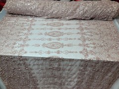 Fabric Sold By The Yard Dusty Rose Beaded Lace Floral Flowers Embroidery Mesh