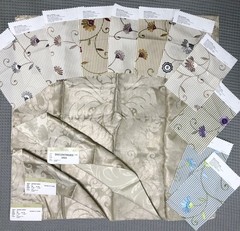 Fabric Swatches 14pc Damask Floral Stripe Viscose Designer Vervain Craft Sample