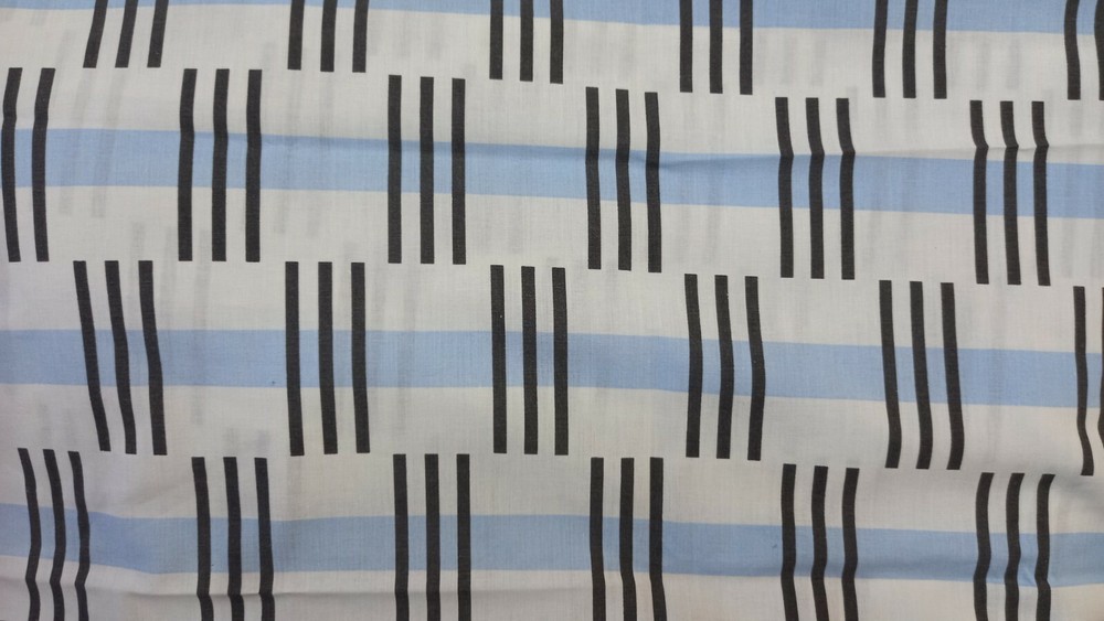 Funky Black & Blue GEOMETRIC PRINT FABRIC Remnant (55cm x 137cm)