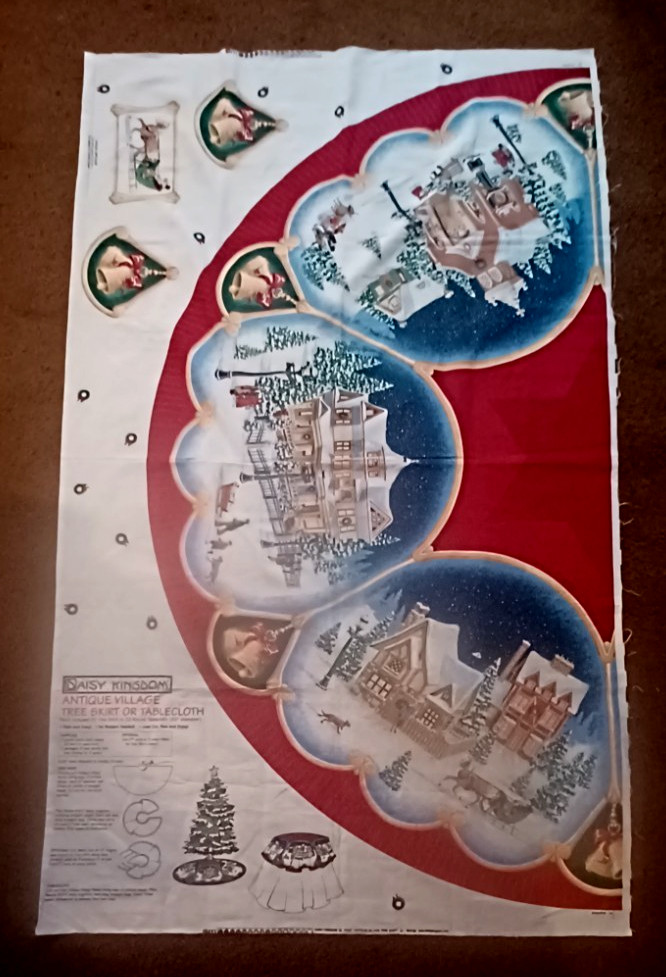 DAISY KINGDOM ANTIQUE VILLAGE TREE SKIRT OR TABLECLOTH FABRIC PANEL -35 X 58-NEW