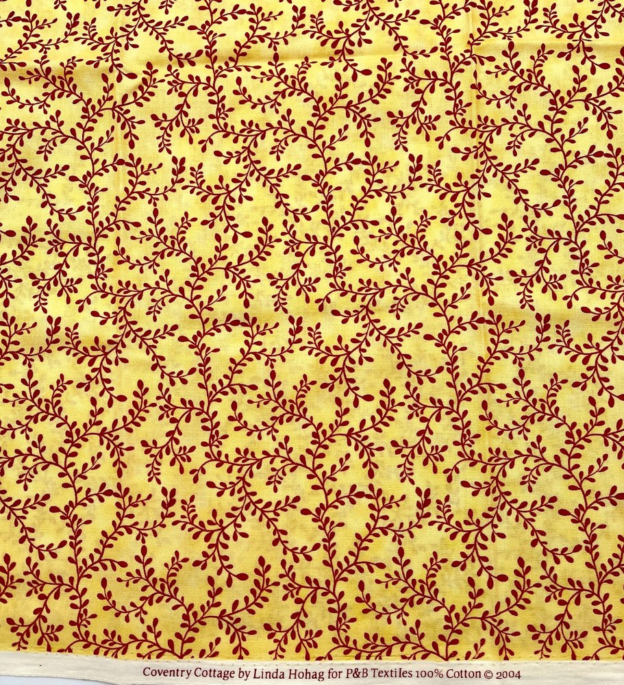 COVENTRY COTTAGE by Linda Hohag for P&B Textiles Red Vines on Yellow 58 x 22