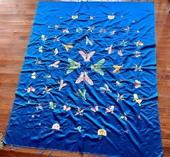 180cm X 150cm Pretty Butterfly embroidered Silk Fabric