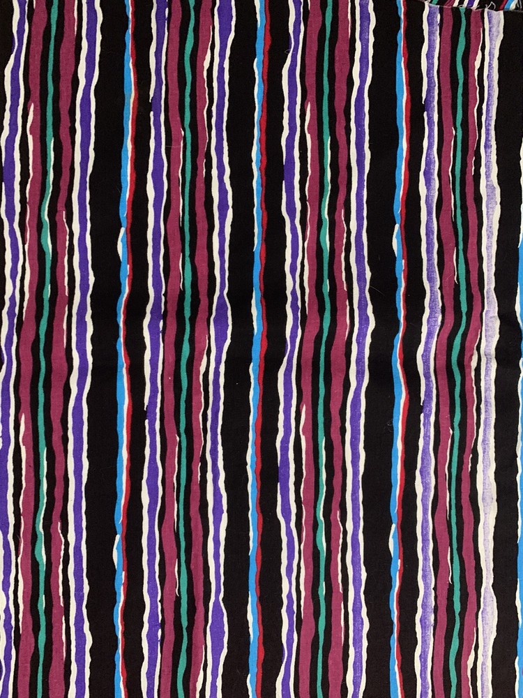 Vintage 80s 90s Striped Cotton Fabric 60×40”