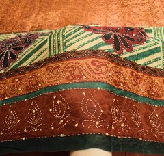 Sushila Vintage Multi-Color Scrap Saree Pure Cotton Silk Kantha Work Sari Fabric