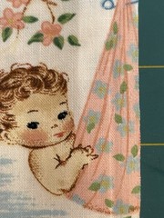 Vintage Unbranded Baby Bundle Themed Cotton Fabric Nursery 43” BTY Original