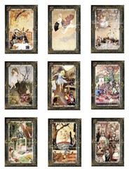 Rare Alice In Wonderland MULTI-SIZE SET Cotton Fabric Quilt Blocks