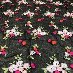 1 Yard 3D Flower Embroidery Lace Fabric Tulle Material DIY Wedding Bridal Dress