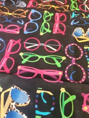 27×30 Piece 100 Cotton Black With Neon Sunshades Pink Green Blue Quilting sewing