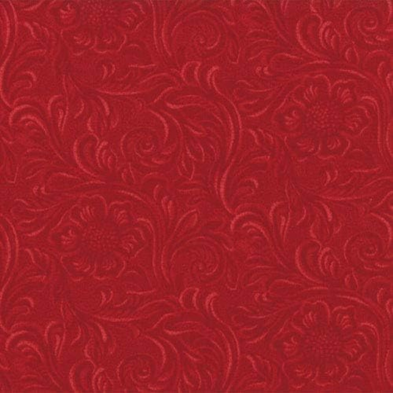 Tooled Leather-Look, Red, Fabric, 100% Cotton, Western Basics, South Western, Sa