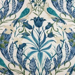 Covington GUINEVERE Bird Floral ROBINS EGG Blue Linen Drapery Pillow Fabric BTY