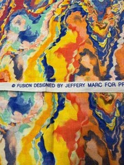 FUSION BY JEFFREY MARC Blue Orange 1 yard 100% Cotton Fabric Free Ship SBB