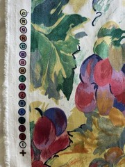 VTG Whiteheads Fabric “Watercolor Grapes” 4.625″x54″ Scotchguard Beautiful! HTF