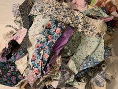 Grab Bag Of Vintage Fabric Scraps And Pieces/ 2 Lbs