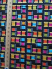 THREAD SPOOLS OF THREAD BRIGHT COLORS BLACK COTTON FABRIC FQ
