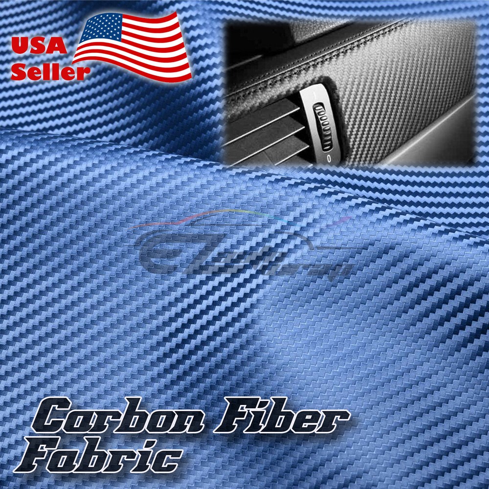 Blue Carbon Fiber Fabric Cloth Marine Vinyl 54″ Wide Plain Weave Upholstery