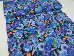 Timeless Treasures quilt-craft fabric WILDFLOWER BOUQUET black 2 yds (cd-3952)