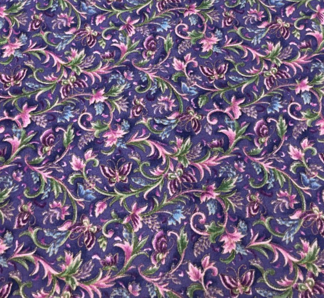 HOFFMAN CALIF. INT. – KASHMIR #B640-PURPLE FLORAL – 1 1/8 YARD