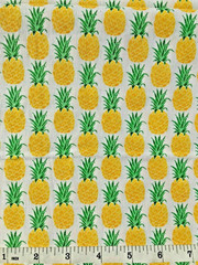 Golden Yellow Pineapples on White – Quilt Fabric – Free Shipping – Yard