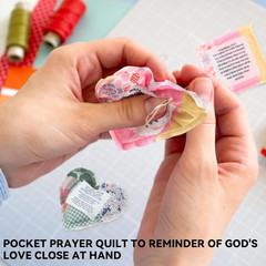 Pocket Prayer Quilt Panel Squares with Small Wooden Crosses Mini