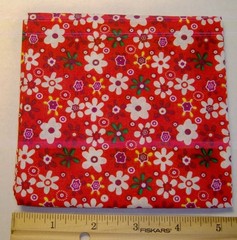 Antetek Fabrics Floral White Green Yellow on Red Cotton Fat Quarter