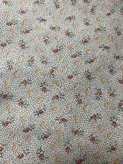 Vintage Green Red Yellow Cotton Blend Fabric 1 Yard Green Background