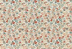 GUELL LAMADRID CURTAIN FABRIC DESIGN Lys 6 METRES COTTON BLEND AQUAMARINE/RED