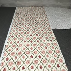 Vintage Bloomcraft Floral Soil & Stain Repellent Fabric Cream Pink Green P-520