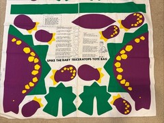 Vtg Cut N Sew Spike the Baby Triceratops Canvas Fabric Tote Bag Princess Fabrics