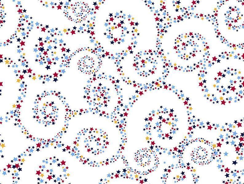 Salute to Summer Star Swirls White Quilt Fabric – Free Shipping – 1 Yard