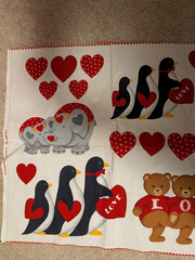 Vtg. CUT AND SEW Bears Elephants Penguins HUGS AND KISSES Appliques Fabric Panel