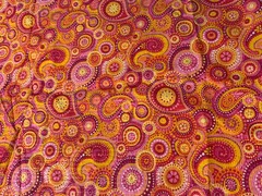 Fabric Lot 4 Yds 12 Ins 44 W Paisley Circles Pink Yellow Coral Cotton Seersucker
