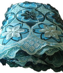 African 3D Embroidered Lace Fabric Beaded w/Flowers 51″x5 yds